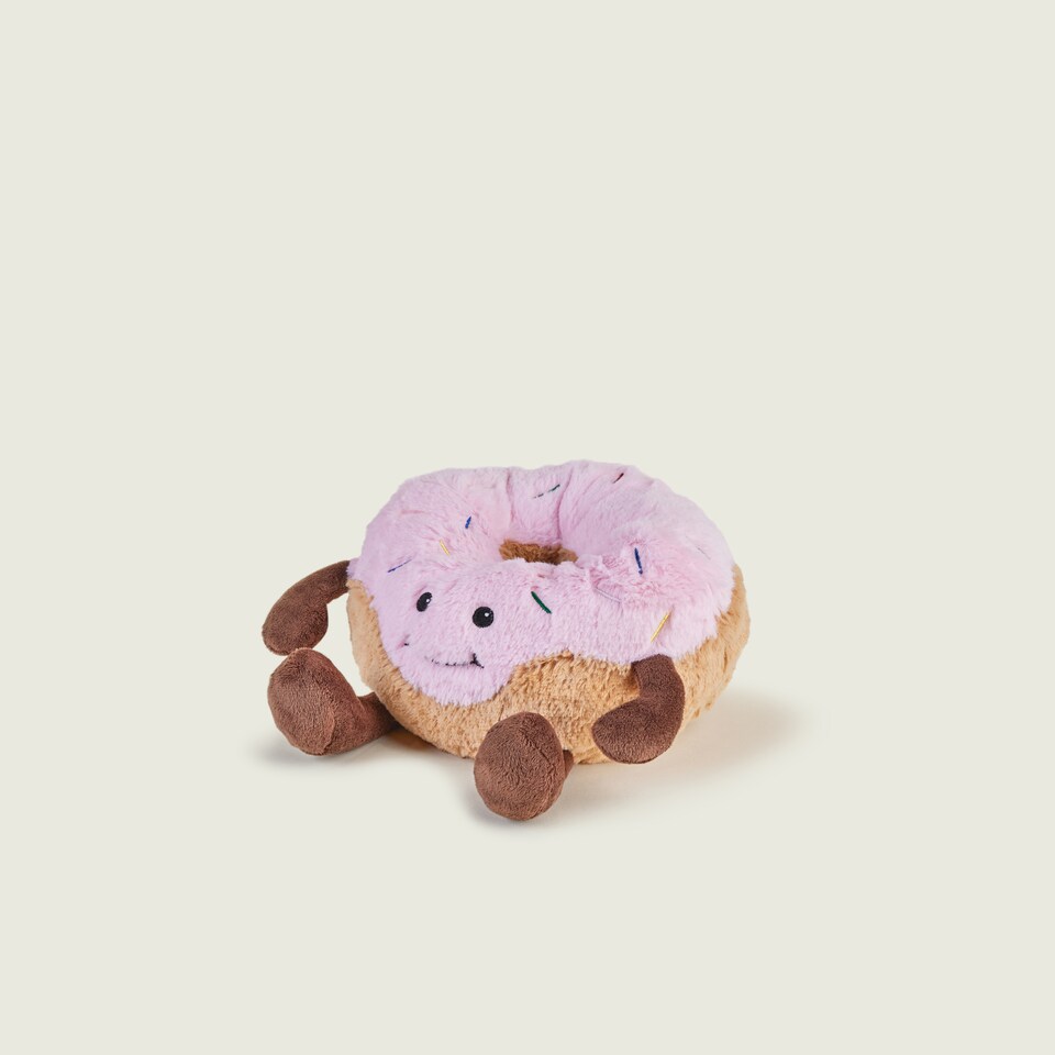 image 1 of Warmies Microwaveable Pink Donut Soft Plush Cuddly, Weighted Teddy Lavender Scented for Soothing Warmth & Pain Relief, Hot or Cold Use