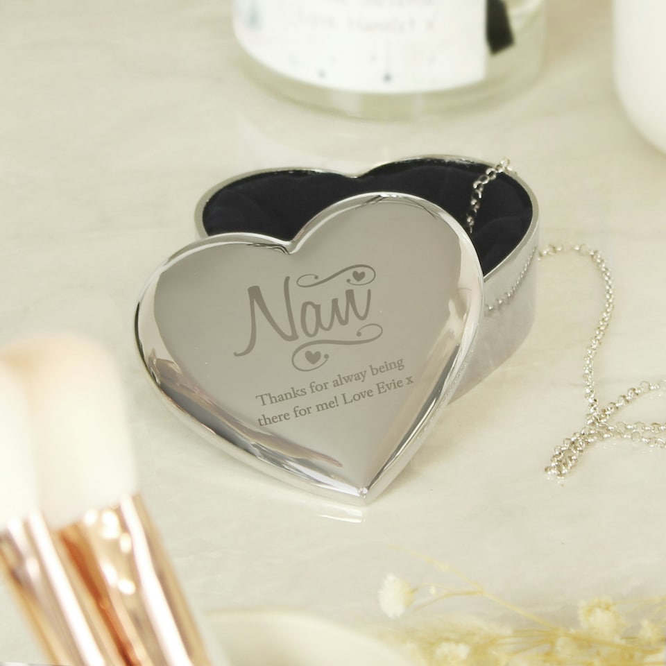 image 1 of Personalised Nan Swirls & Hearts Trinket Box