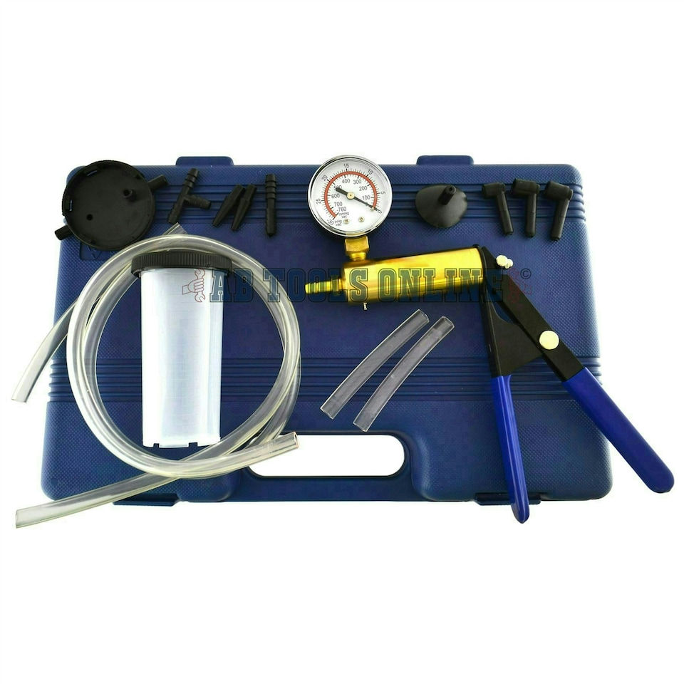image 1 of 16pc Hand Held Vacuum Pump Brake Line Bleed Car Bike Bleeder Suction TE873