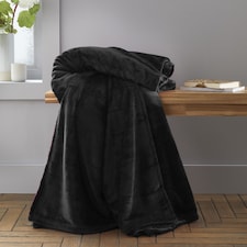 Catherine Lansfield Extra Large Raschel Velvet Touch Blanket Throw | Black