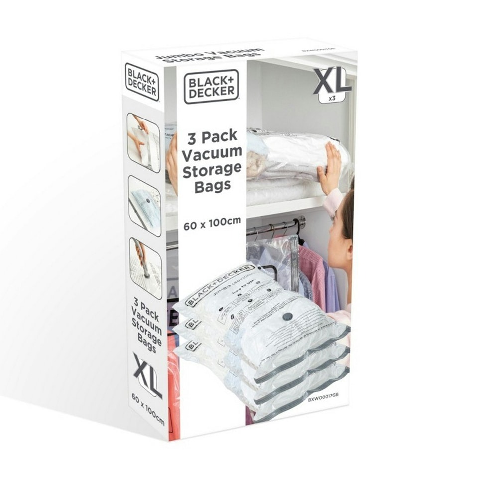 image 1 of Black & Decker Vacuum Storage Bags (Pack Of 3) - Clear - XL