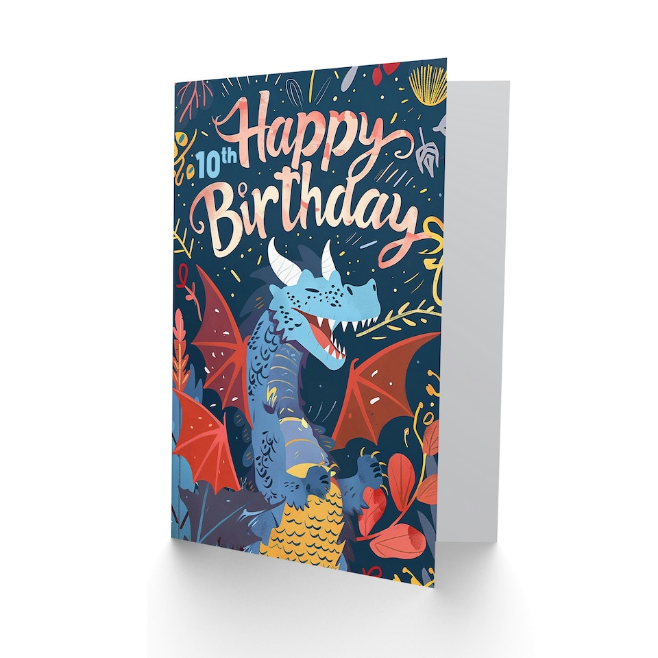 image 1 of Laughing Dragon Design Fun Joy 10th 10 Year Old Child Kids Birthday Card