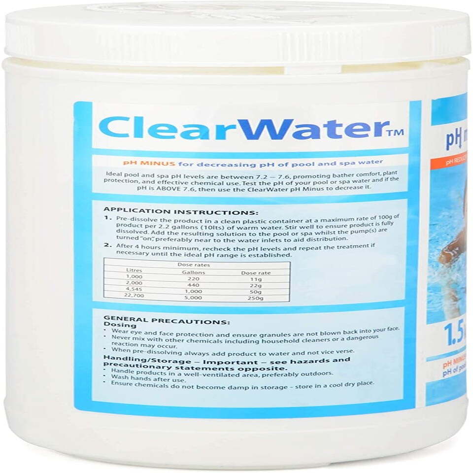 image 1 of Clearwater 1.5kg CH0008 PH Minus Decreaser for Swimming Pool and Spa Treatment