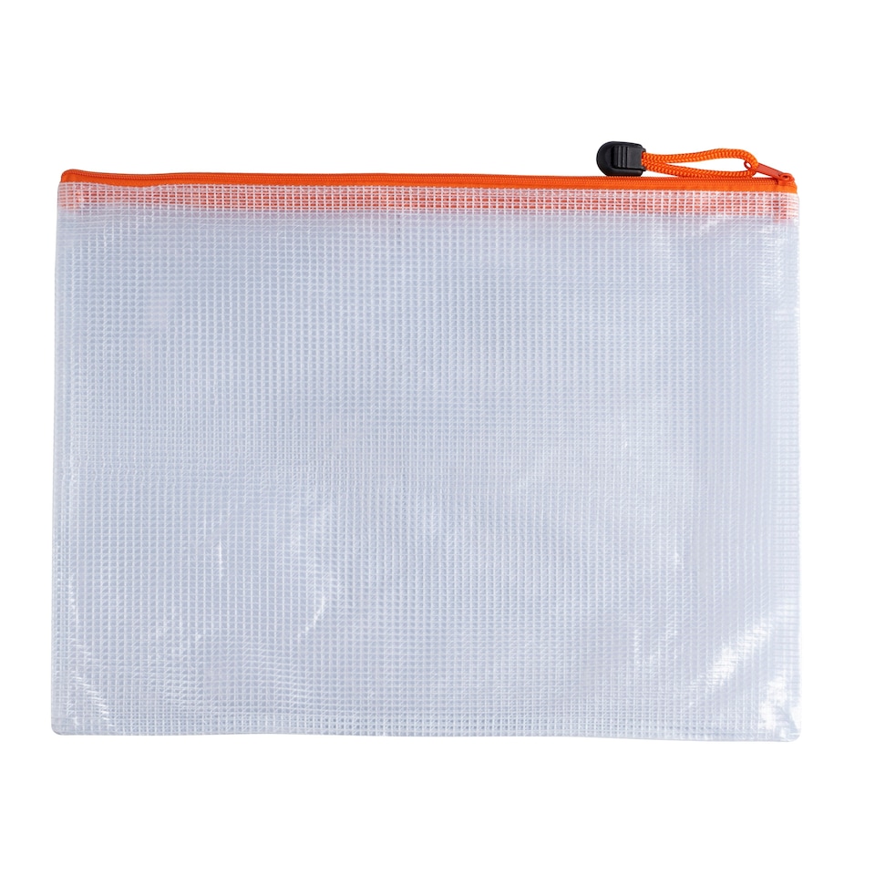 image 1 of Pack of 12 A5 Orange PVC Mesh Zip Bags