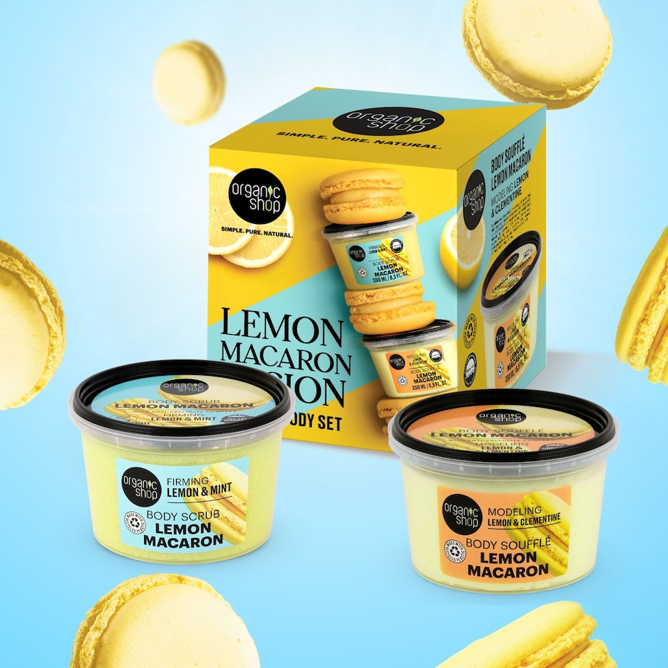 image 1 of Organic Shop Lemon Macaron Fusion Perfect Body Gift Set 250ml/250ml