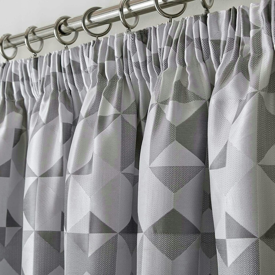 image 1 of Skandi Pencil Pleat Curtains - Silver - 167 cm x 137 cm