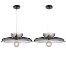 Set of 2 Cassidy - Two Tier Black Mesh Ceiling Pendant Lights | Black | 2