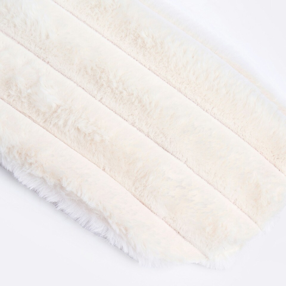 image 1 of OHS Extra Long Hot Water Bottle & Soft Plush Faux Fur Ribbed Cover - Cream