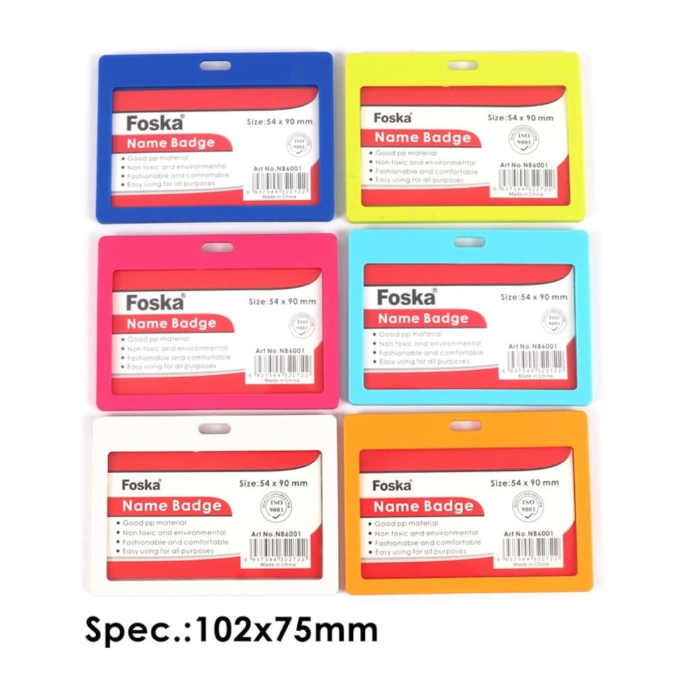 image 1 of Pack of 12 Name Badge Holders 54x90mm Assorted Colour