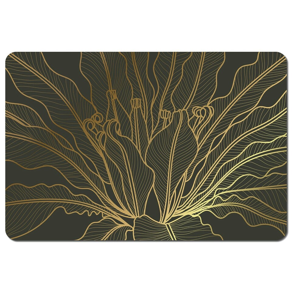 golden split leaf Philodendron plant with monstera plant line art (Placemat)