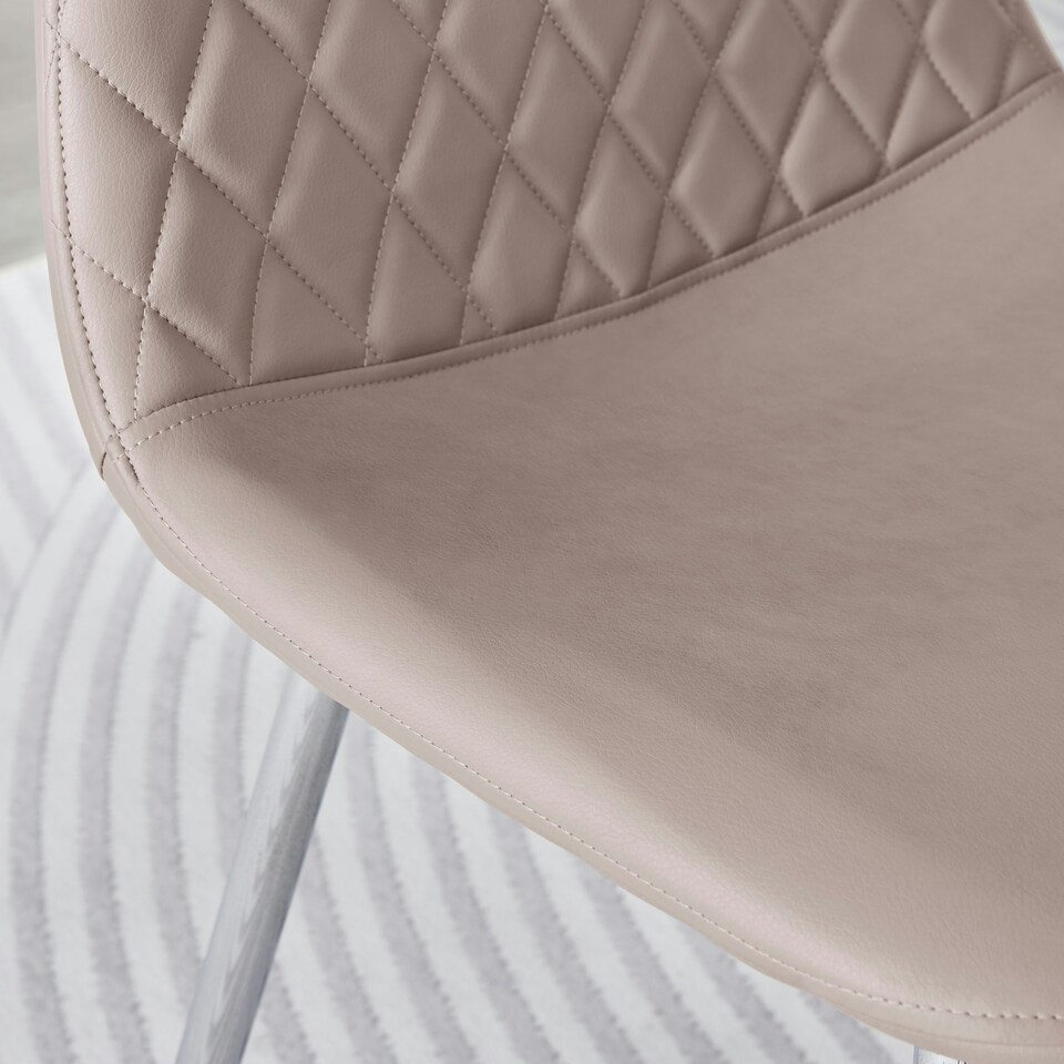 image 1 of Furniturebox 2x Cappuccino Beige Corona Dining Chairs (Silver)