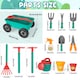 image 2 of Pull-Along Wheelbarrow and Gardening Tools Play Set - Outdoor Garden Toy for Kids (Green)