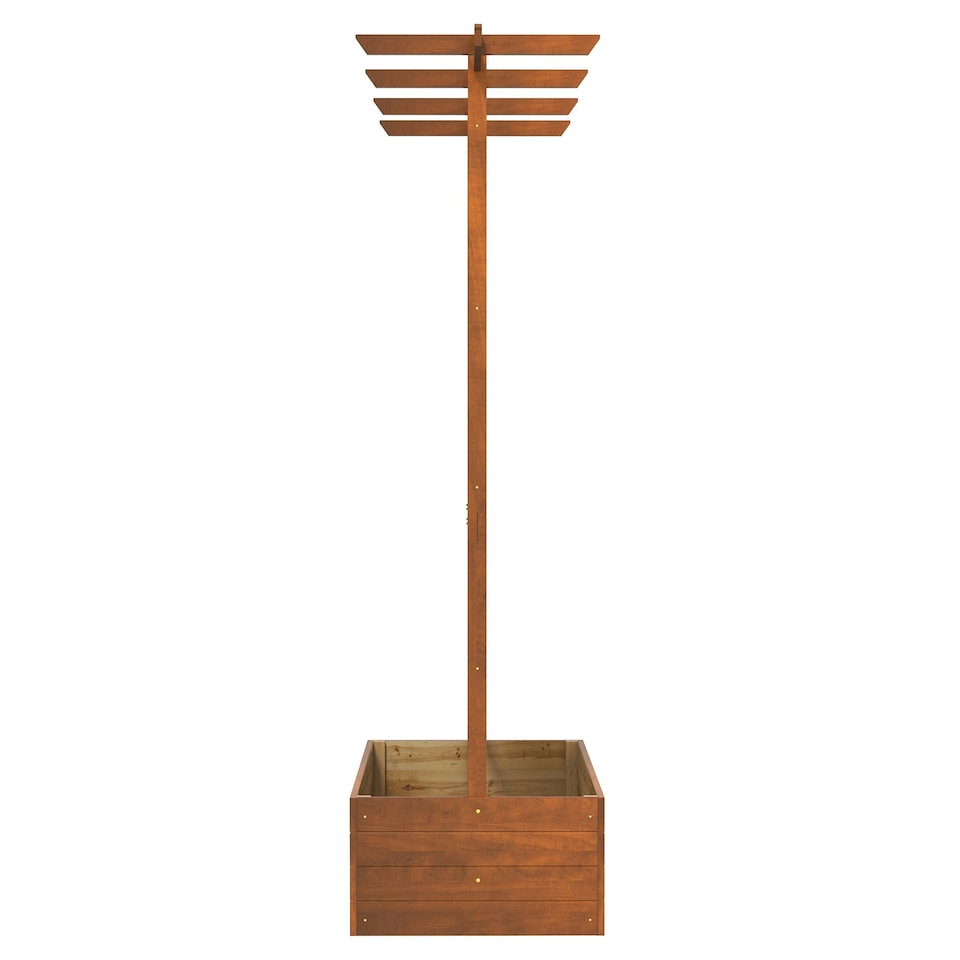 image 1 of Outsunny Wooden Trellis Planter, Raised Garden Bed for Climbing Plants, Natural