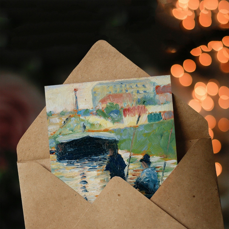 image 1 of Georges Seurat Art Card Fishermen View of the Seine