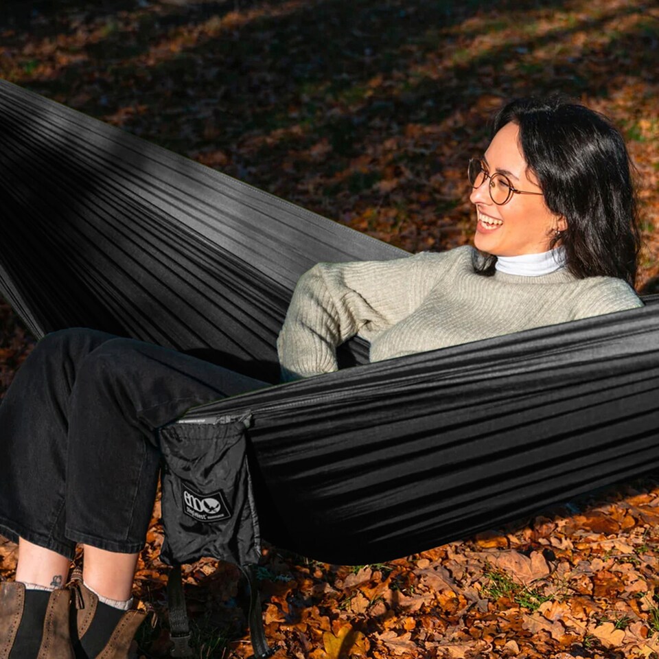 image 1 of SingleNest Hammock - Lightweight Durable Portable Camping Hammock | Black | Black