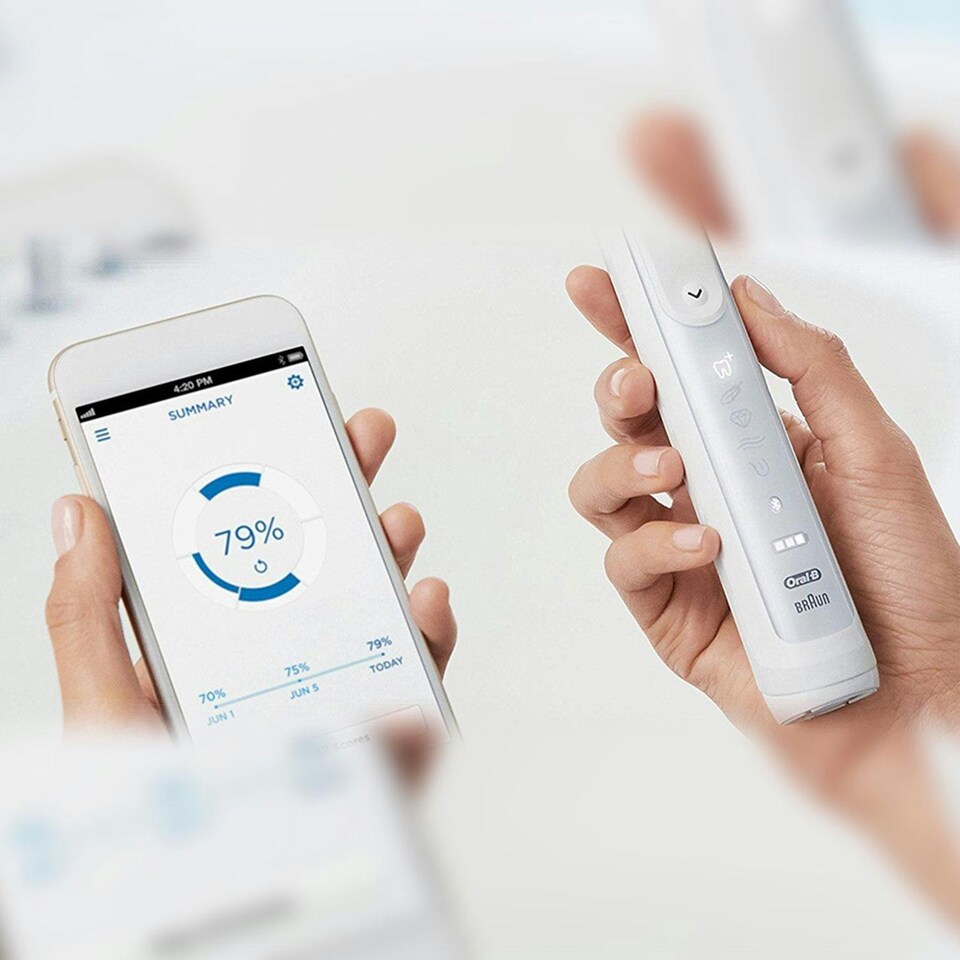 image 1 of Oral-B Genius 9000 CrossAction Electric 6 Modes Toothbrush with 4 Heads - White