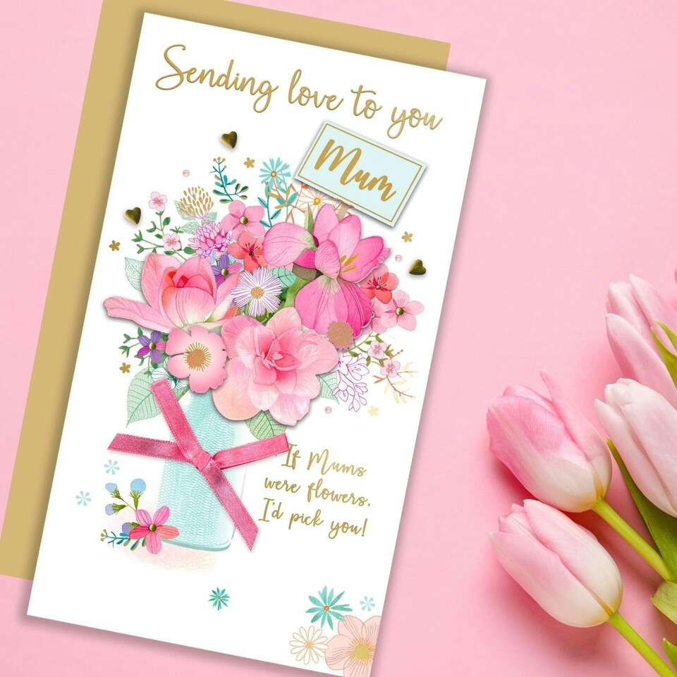 image 1 of I'd Pick You Vase-Tastic Blooms! Mum Hand-Finished Mother's Day Card