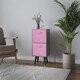 image 2 of Grey 2-Tier 2-Drawer Cube Shelving Unit with Scandinavian Legs | Pink | Light Pink & Black | 1