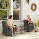 image 2 of Outsunny 2 Pieces Rattan Garden Chairs, Cushioned Rattan Chairs Grey | Dark Grey