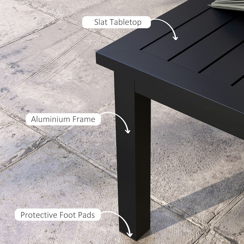 image 1 of Outsunny Garden Aluminium Outdoor Coffee Table Patio Table w/ Grey Black | Black