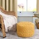 image 1 of Round Velvet Pouffe Soft Woven Designer Ottoman Stool Gold