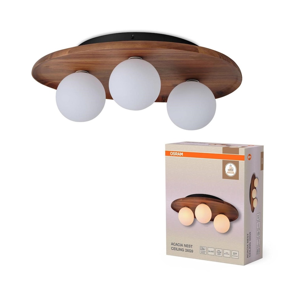 image 1 of Osram Decor Acacia Nest Ceiling Light 3XG9 Brown Max 3x5W LED Modern Indoor