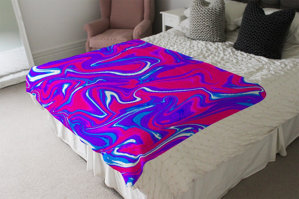 image 1 of Pink & Blue Marble Blanket | Multi