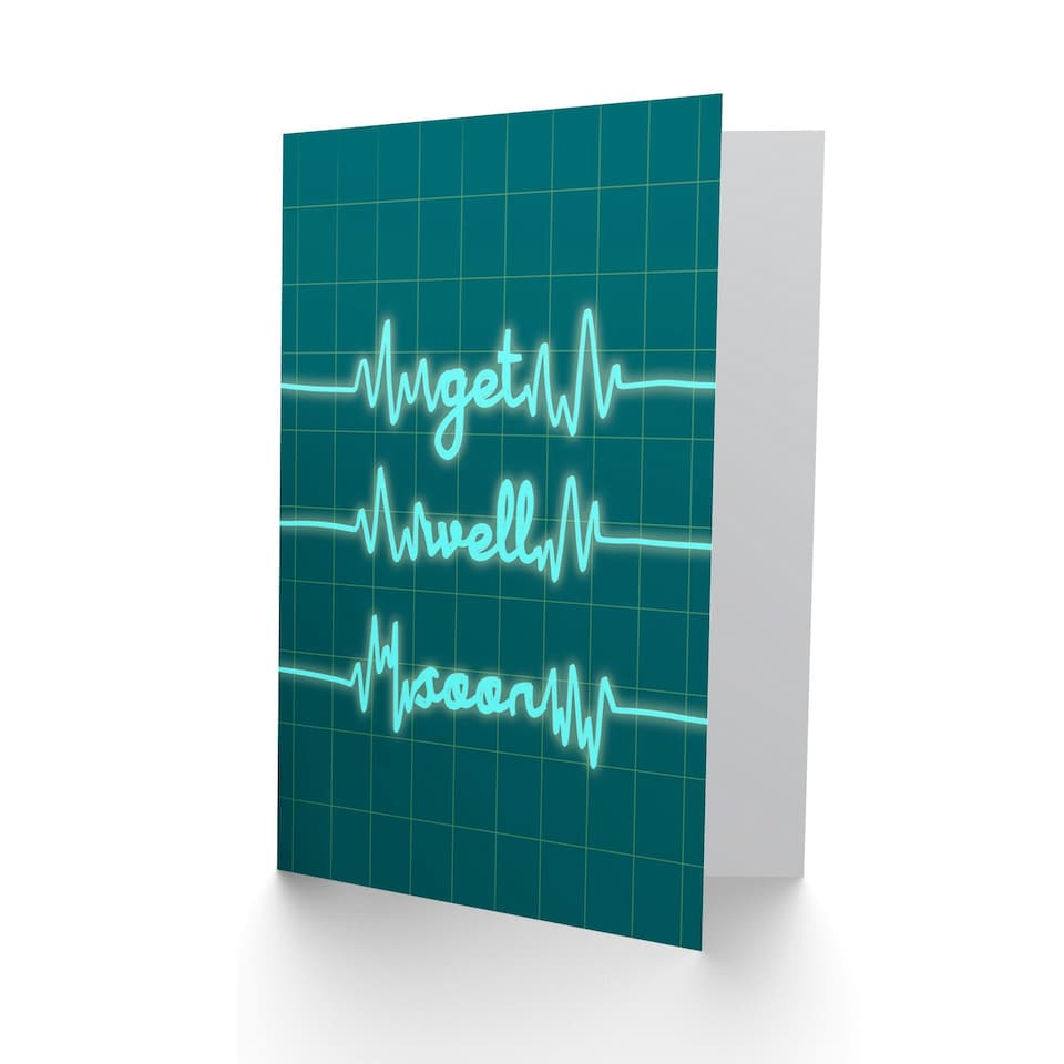 image 1 of Heart Monitor Neon Line Get Well Card
