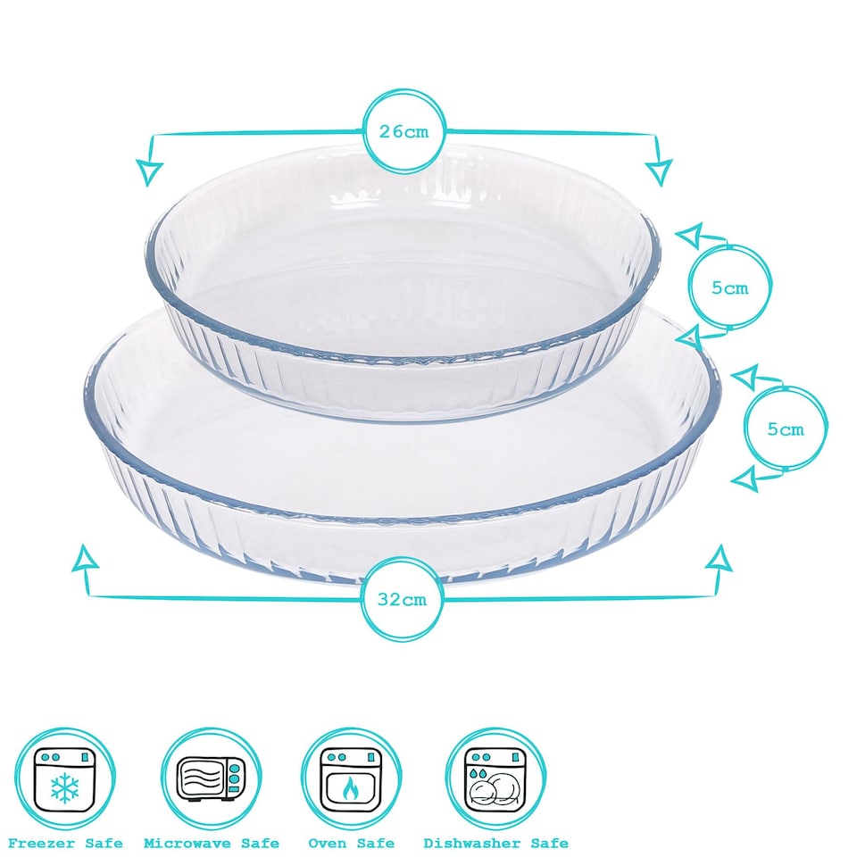 image 1 of Argon Tableware 2pc Optical Round Glass Oven Dish Set - 2 Sizes | Clear | Clear | 2 Sizes