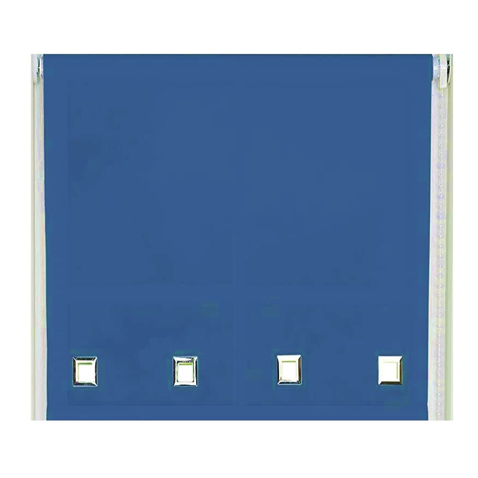 image 1 of 60cm Blue Square Eyelet Edge Roller Blind Blue | Blue