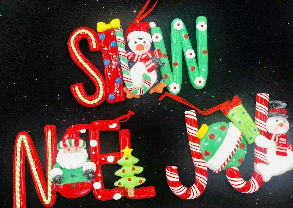 image 1 of Christmas Tree Hanging Decorations 3Pcs Snow Joy Noel