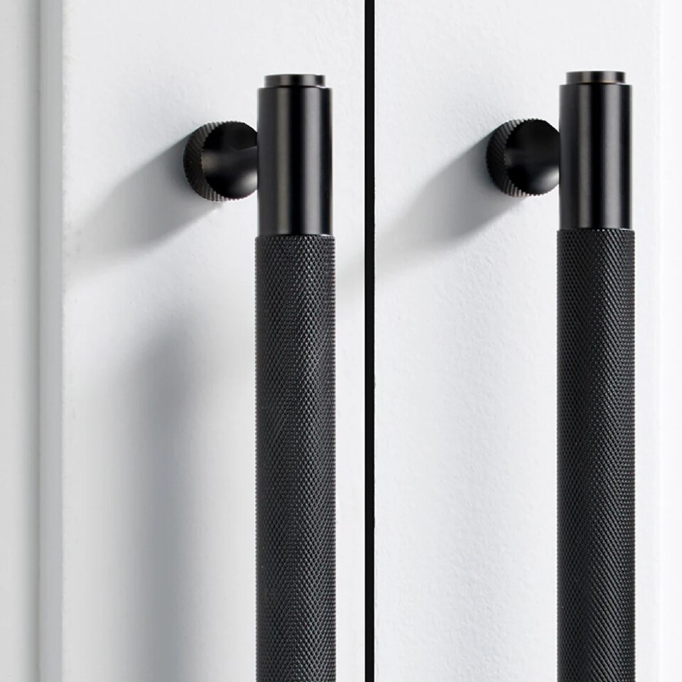 image 1 of Pushka Home Solid Brass Knurled Bar Handle 632mm - Black