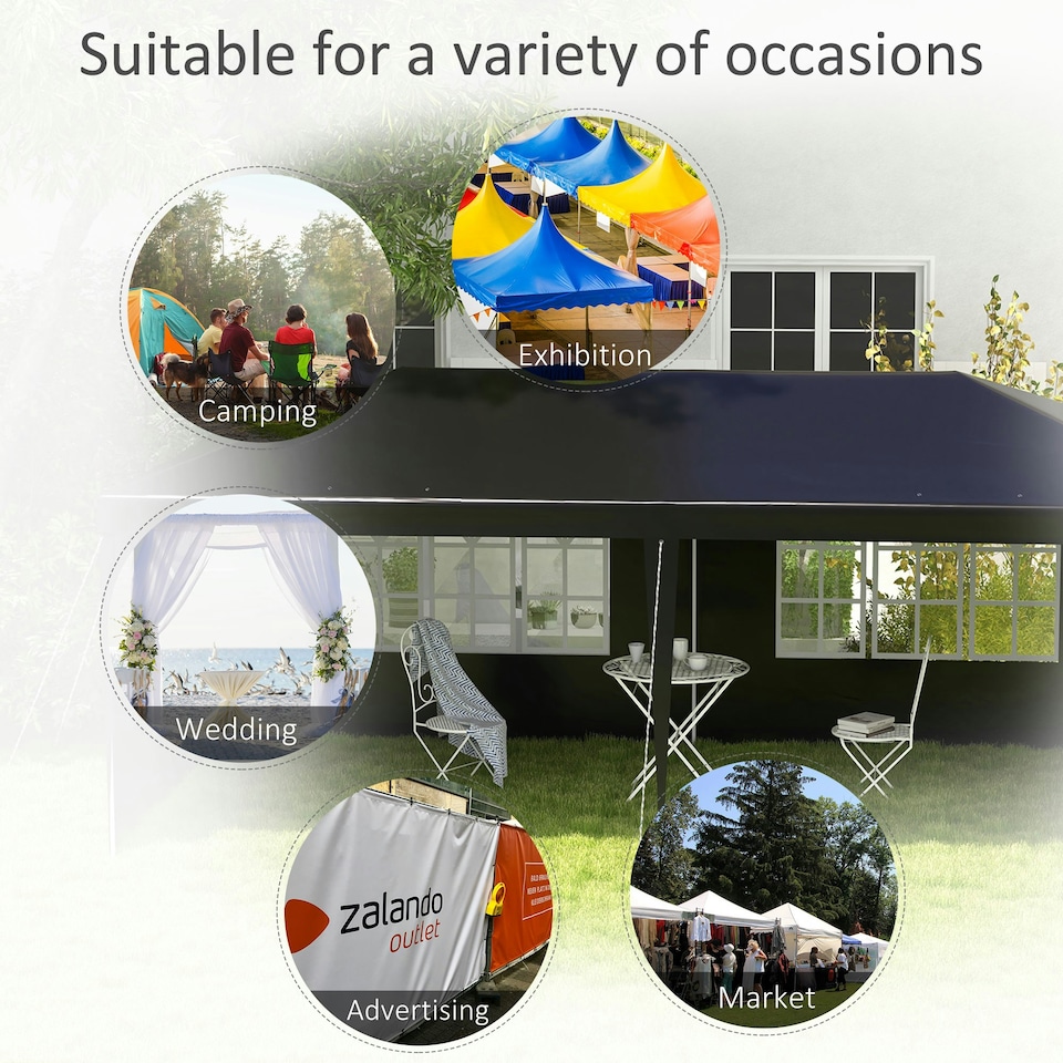 image 1 of Outsunny 6m x 3m Garden Gazebo Marquee Canopy Party Tent Canopy Patio Black