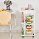 image 2 of HOMCOM Rolling Kitchen Cart, Utility Storage Cart with 4 Basket Drawers & Side Racks, Wheels for Dining Room, White