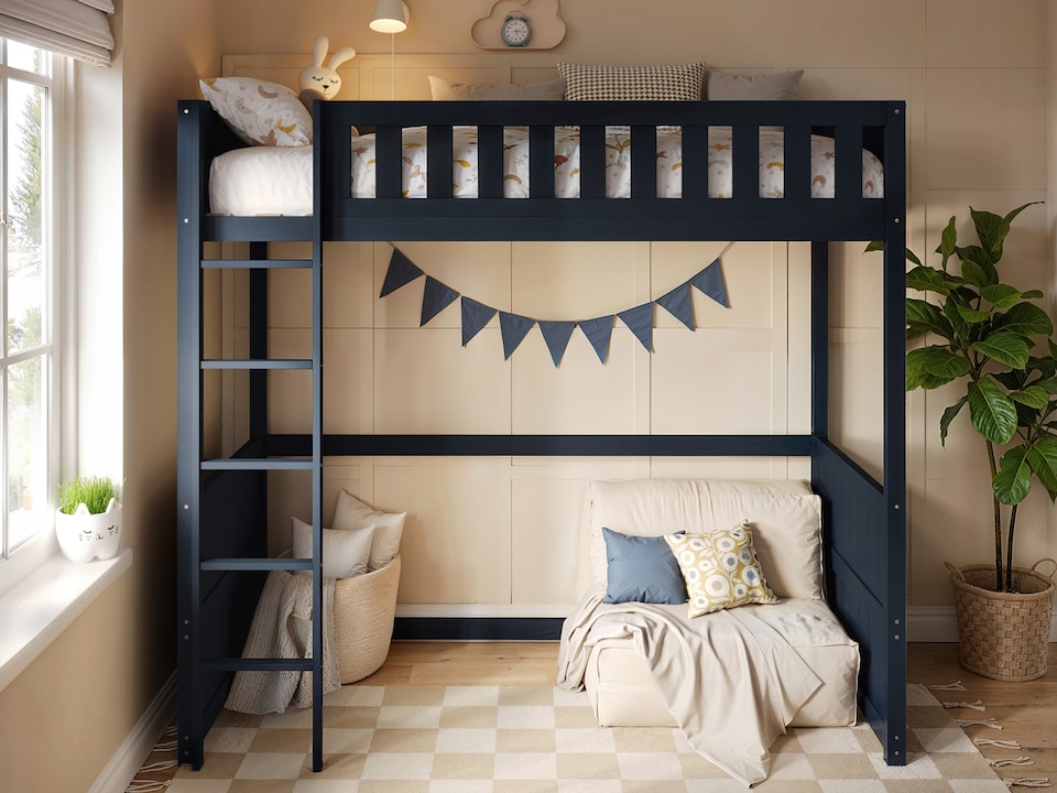 image 1 of Flair Bea Wooden High Sleeper Navy