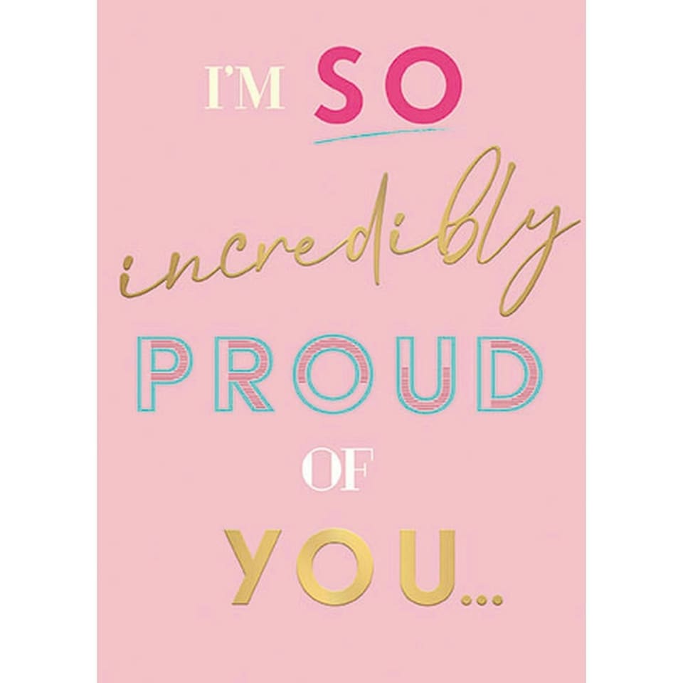 Words 'n' Wishes Proud of You, Well Done So Proud Card Pink 17.6 x 12.7