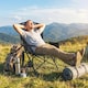 image 7 of Outsunny Camping Chair Padded with Side Pocket | Black | Black and dark grey | One Size