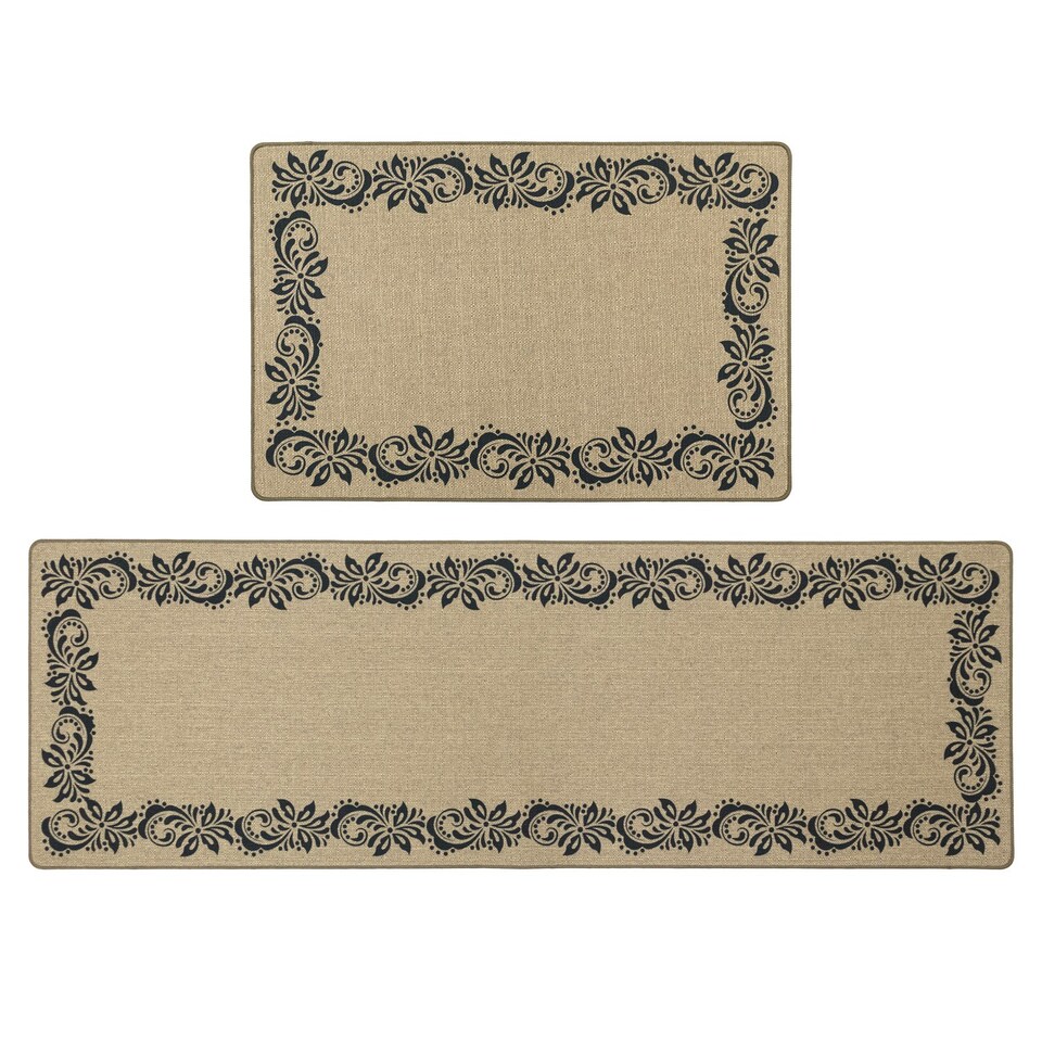 image 1 of JVL Elegance Machine Washable Entrance Doormat and Runner Set - Border