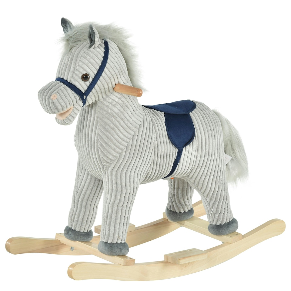 image 1 of HOMCOM Children's Rocking Horse Ride-On Sound Wood Base Handlebars 36-72 Months