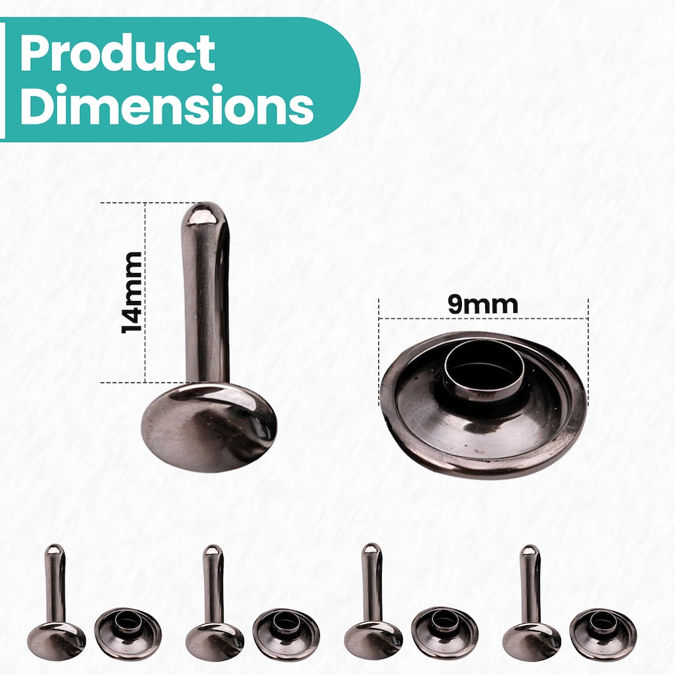 image 1 of 9x14mm Extra Long Double Cap Studs, Shoes, Repair Clothing -  50pcs