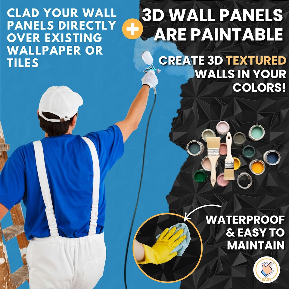 image 1 of NOVECRAFTO Diamond Effect 3D Wall Panels – 6 Sheets Covering 1.5 sqm (16.15 sqft) – Matte Interior PVC Cladding Tiles – 19.6"x19.6" Diamond Design | White