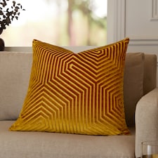 Paoletti Evoke Cut Velvet Cushion | Gold | Gold | 55 x 55cm | 1