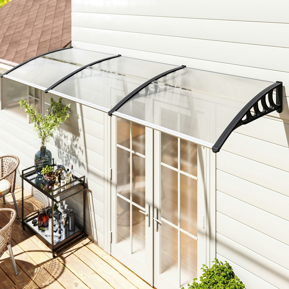 image 1 of Outsunny Door Canopy Outdoor Awning Rain Shelter for Window Porch 303x96 Clear Clear | Clear
