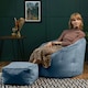image 2 of icon Sirena Scallop Chair Bean Bag and Footstool Mineral Blue Velvet Bean Bags Blue | Blue