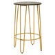 image 2 of Interiors by Premier Set of 3 Gold Frame Bar Table Stool Set , Hairpin Stool for Kitchen Counter, Elm Wood Metal Frame Stool