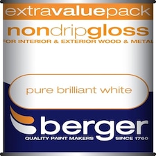 Berger Non-Drip Gloss Paint - Pure Brilliant White - 1.25L