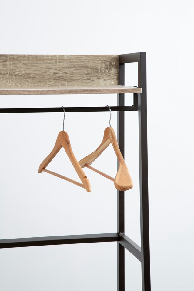 image 1 of Orsina Cedar Wood Trouser Hanger, Natural Anti-Moth Hanger With Fixed Rail & Chrome Hook, Helps Garment Freshness