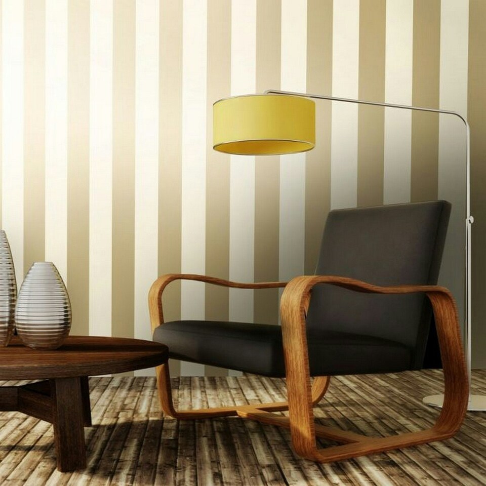 image 1 of Holden Décor Dillan Stripe Wallpaper - Cream/Gold - 10m x 53cm Cream
