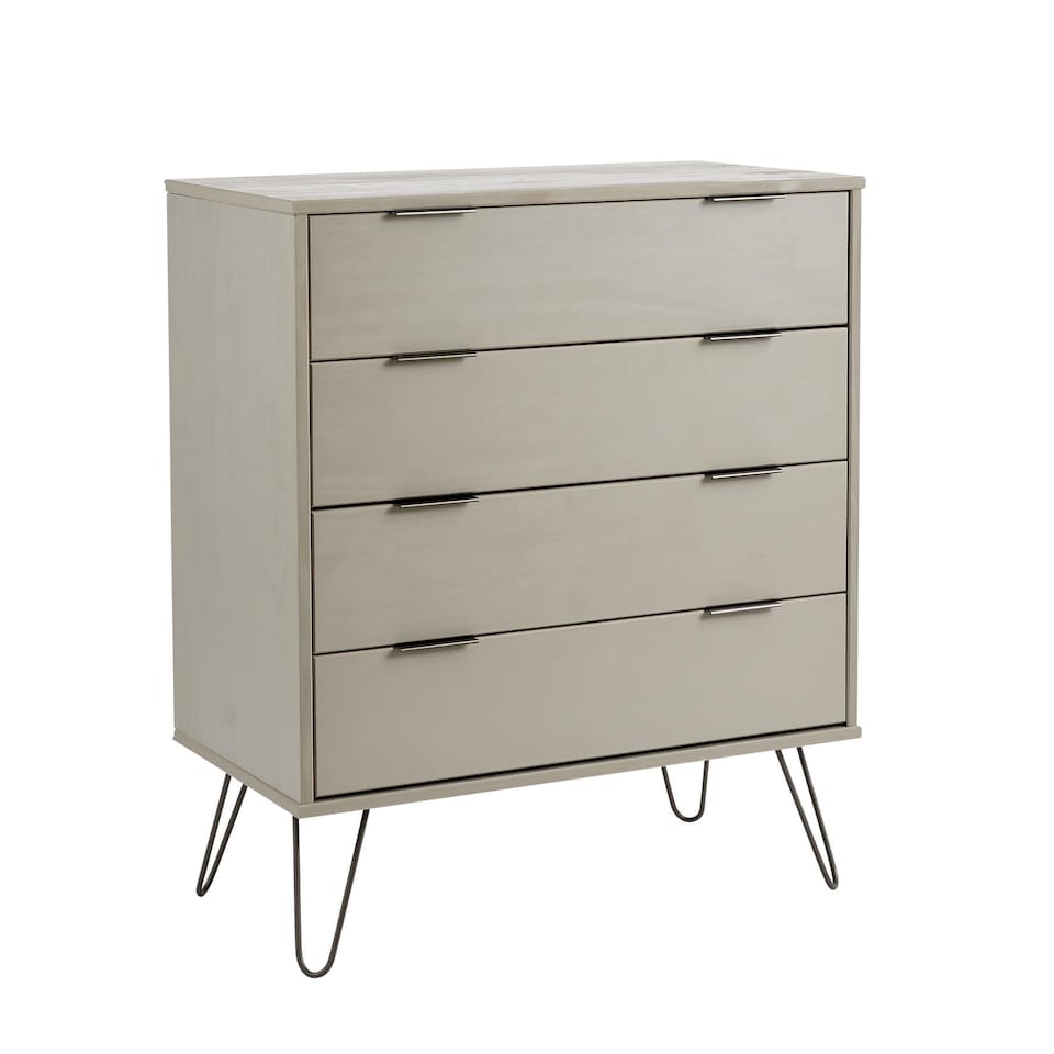 image 1 of Chest of 4 Drawers Clothing Cabinet Storage Organiser Bedroom Furniture | Grey