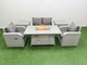image 1 of Fimous Light Grey PE Wicker Rattan Garden Furniture Set Sofa Set Reclining Chair Firepit Dining Table 4 Seater With 2 Side Table